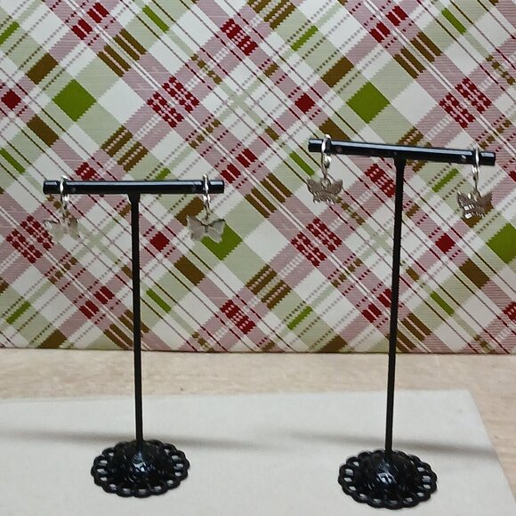 NWOT Two Pair of Fashion Jewelry Silver Tone Butterfly Earrings #3 - Picture 13 of 13